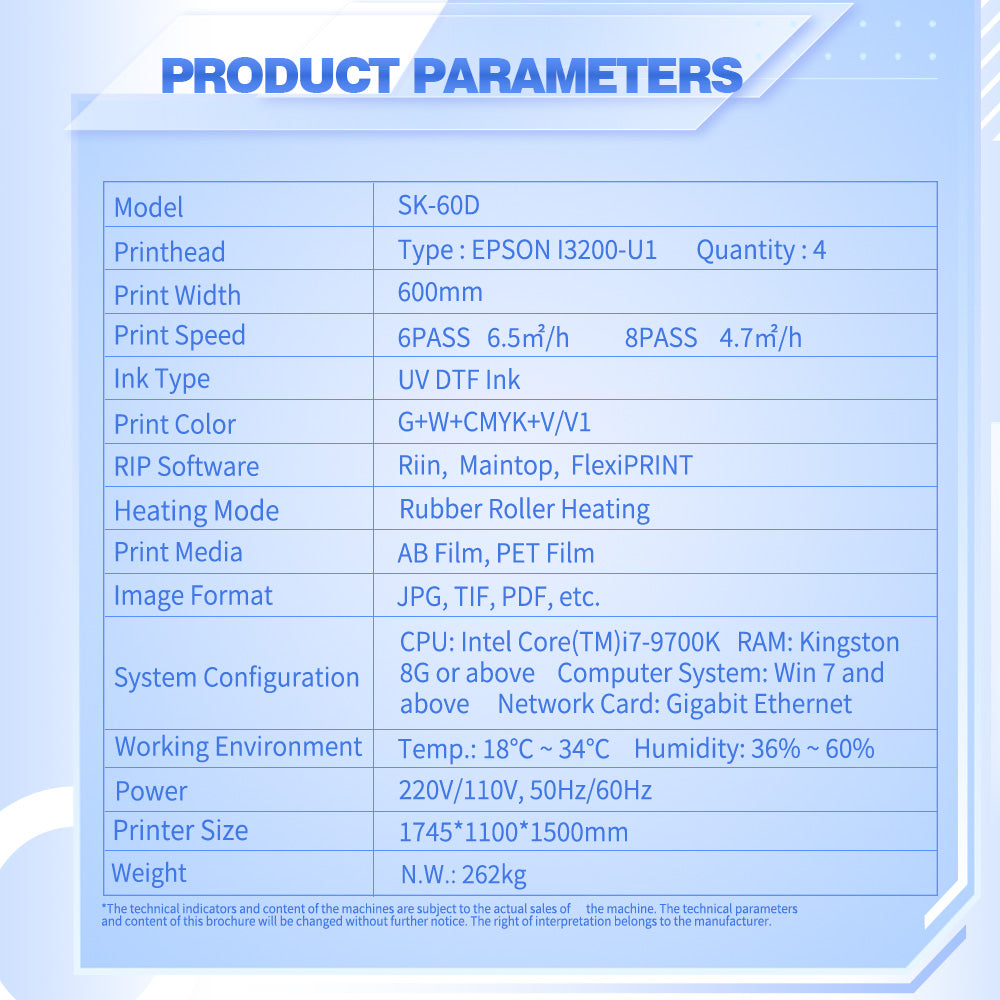 SK-60D GOLD UV DTF Printer